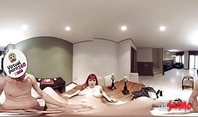VR Porn Video - Redhead May fucked on the table